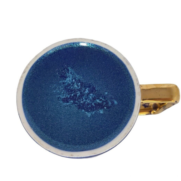 Evil Eye Coffee Tea Cup Mug Blue Iridescent with Gold Detail Ceramic - Picture 6 of 9